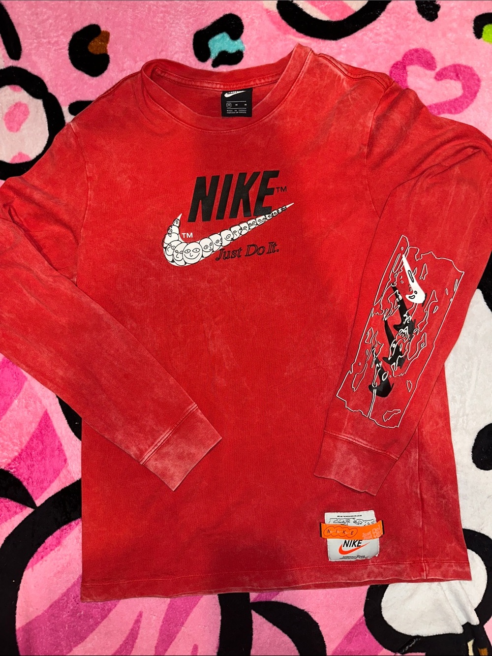 Nike Red Long-Sleeve Graphic Logo Tee